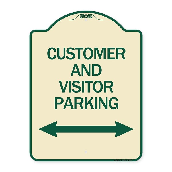 Signmission Customer and Visitor Parking Bidirectional Arrow Heavy-Gauge Aluminum Sign, 24" x 18", TG-1824-24217 A-DES-TG-1824-24217 - main